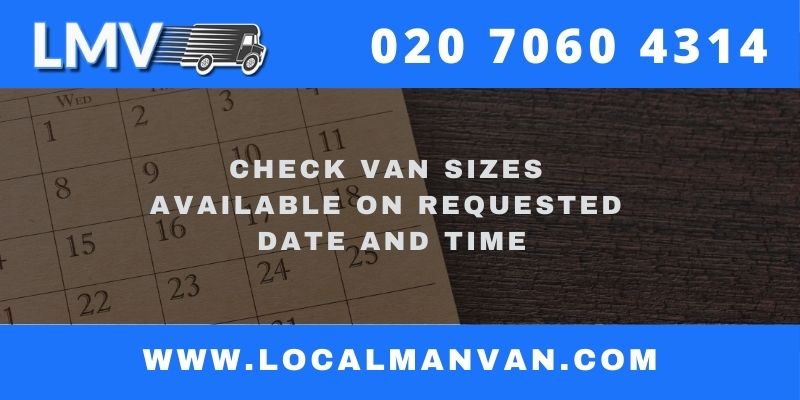 Check Van Sizes available on requested Date and Time